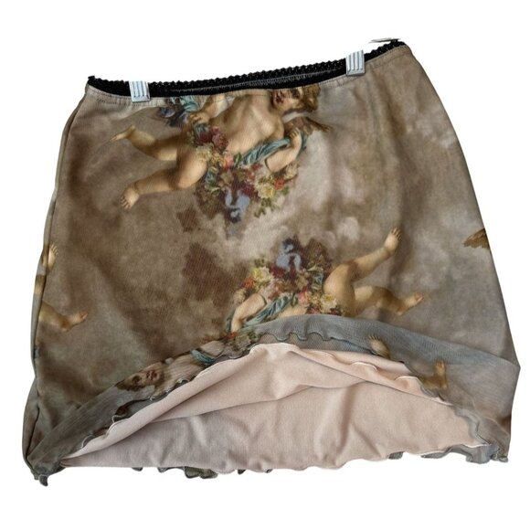 Urban Outfitters Women's Cherub Angel Print Mini Skirt S Whimsical Lightweight - Picture 7 of 7